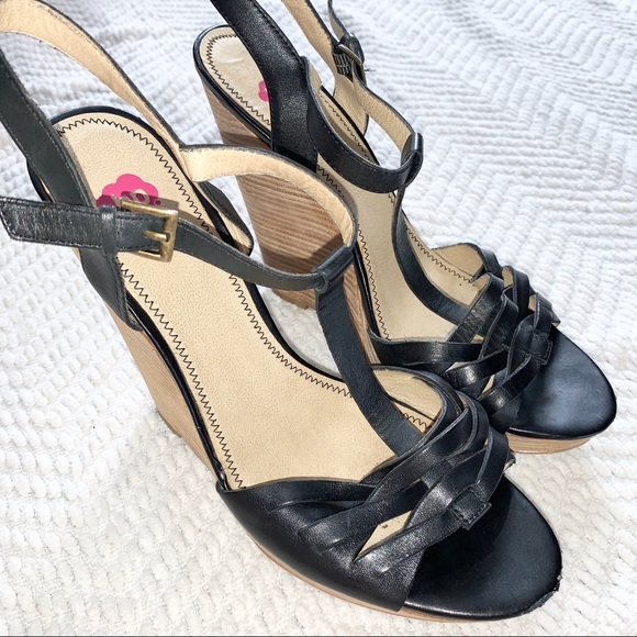 BP T-Sandal Basket Weave Stacked Heel Black 9.5 - Picture 13 of 16